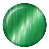 IBD Synth Magnetic Gel swatch with vibrant emerald green base and dynamic pearly shimmer highlights.